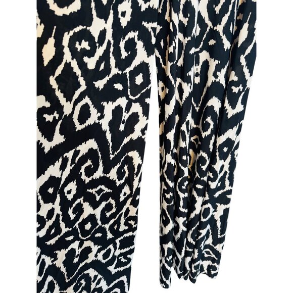 2/$30 Last Tango Small Black & White Ikat Print Wide Leg Pants 4" Waistband - Picture 8 of 12
